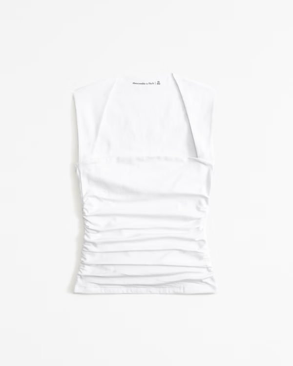 Women's Cotton-Blend Seamless Fabric Ruched Portrait Top | Women's Tops | Abercrombie.com | Abercrombie & Fitch (US)