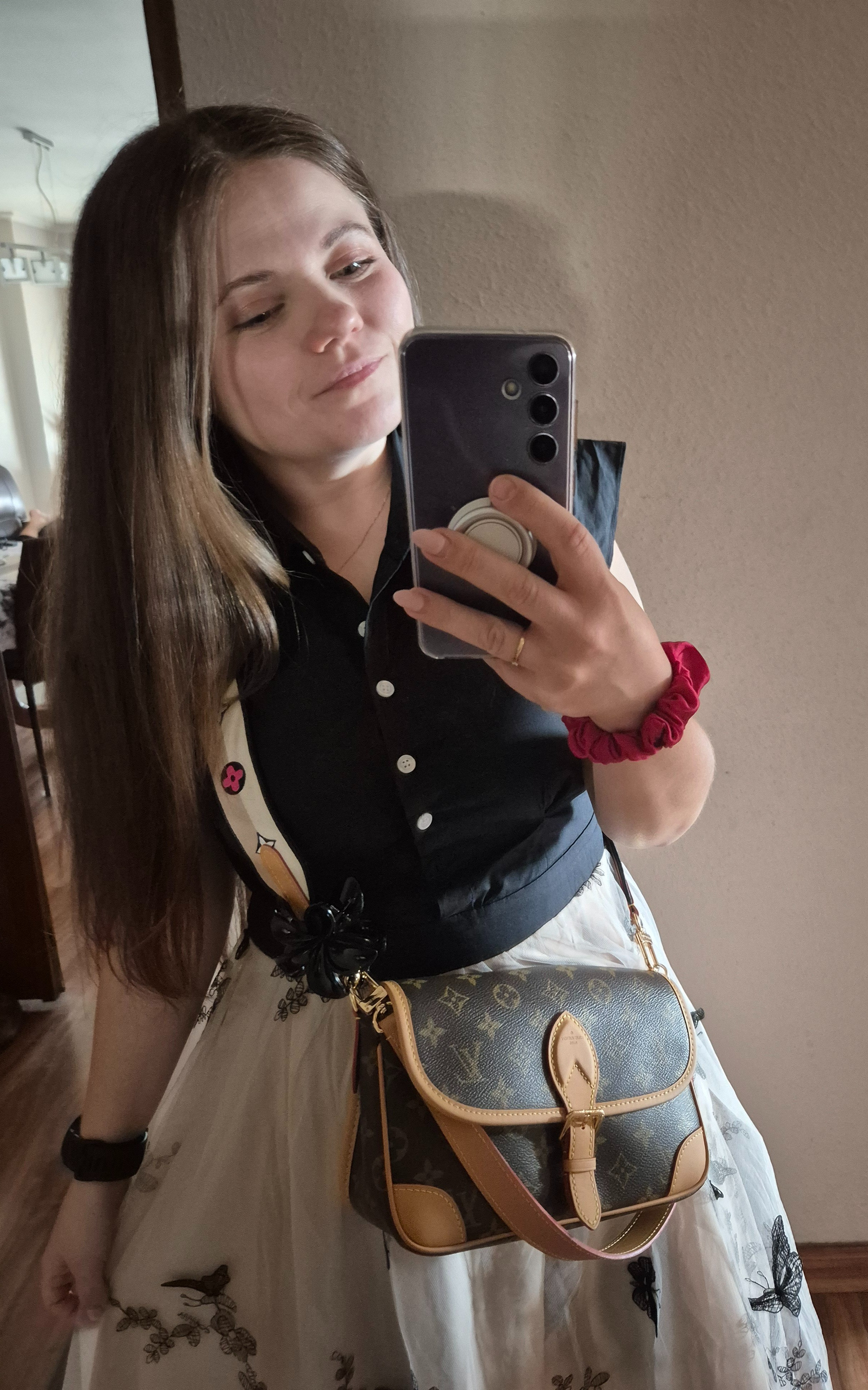 Butterfly midi black dress for spring. Petite friendly

