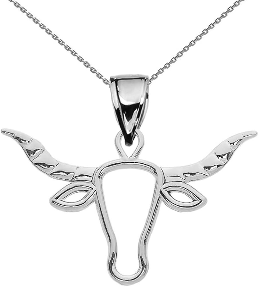 Astrology Jewelry Sterling Silver Open Work Texas Longhorn Bull Pendant Necklace | Amazon (US)