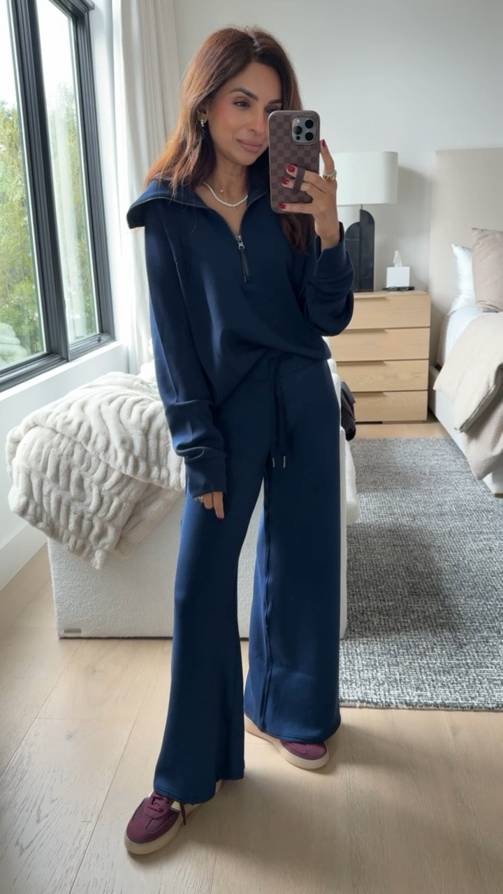 Spanx Air Essentials always has the coziest holiday sets! Obsessed with this dark blue one. It’s the perfect outfit for travel days. I’m wearing the short length in the pants and my true size in the quarter zip! I’m wearing size XS in the top and XS Petite in bottoms. NASREENXSPANX gets 15% off for new customers & free shipping ❤️

#LTKSeasonal #LTKSaleAlert #LTKfitnessgoals