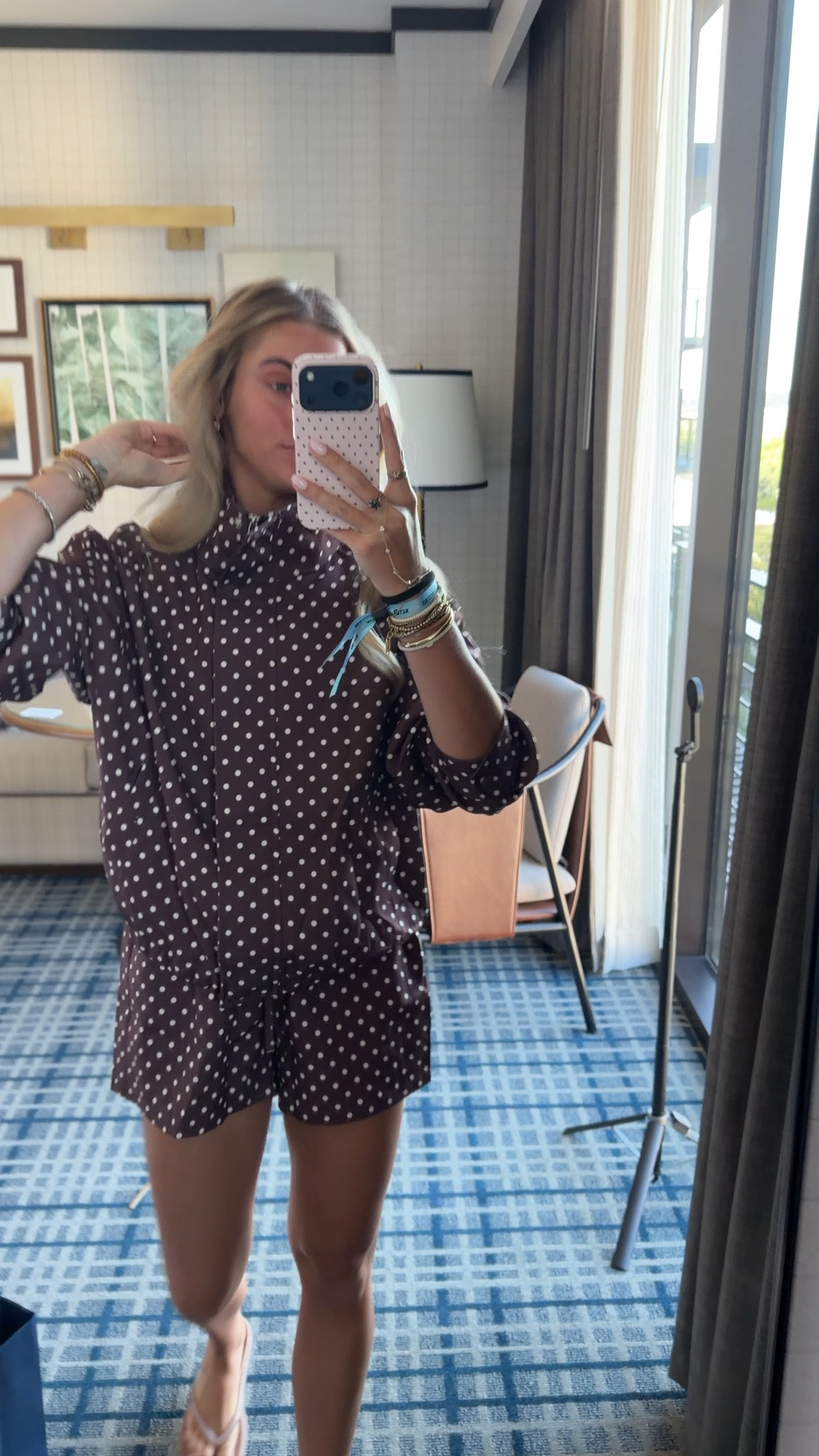 My travel outfit after LTK Con! I’m wearing an amazon size small Tankaneo Womens Polka Dot 2 Piece Sets Zip Up Cropped Jackets Shorts Set Athleisure,Oversized,Fall Spring Outfits,2 Piece Outfits,Lightweight, Lapel Collar,Windbreaker, Casual Trendy,Streetwear. My shoes are my favorite @crocs flip flops. I did pair a skims tank since it’s 100° underneath.

#LTKCon #LTKootd #LTKTravel
