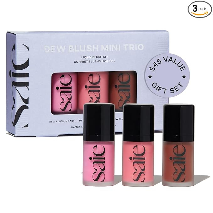 Saie Dew Liquid Blush for Cheeks Trio - Hydrating Cream Blush Stick Set with a Blendable + Builda... | Amazon (US)