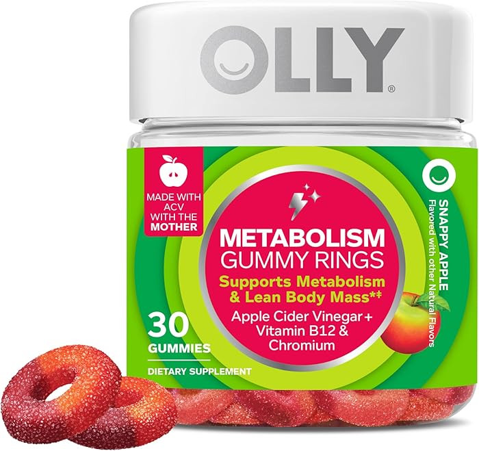 OLLY Metabolism Gummy Rings, Apple Cider Vinegar, Vitamin B12, Chromium, Energy and Digestive Hea... | Amazon (US)
