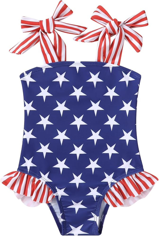 Toddler Swimsuit Girl Color Block Stripe One-Piece Swimwear Baby Girl Bathing Suits | Amazon (US)