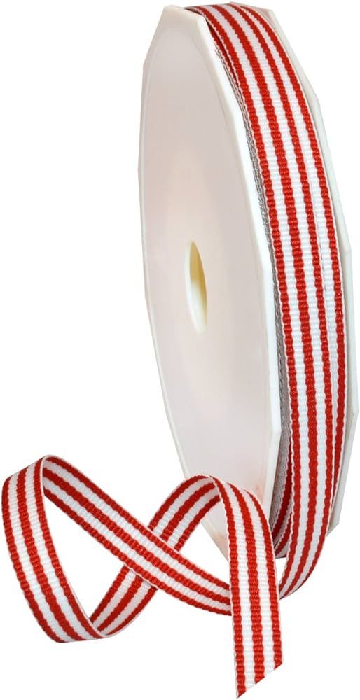 Morex Ribbon Polyester Grosgrain Striped Decorative Ribbon, 20 Yard", Red, 3/8 in | Amazon (US)