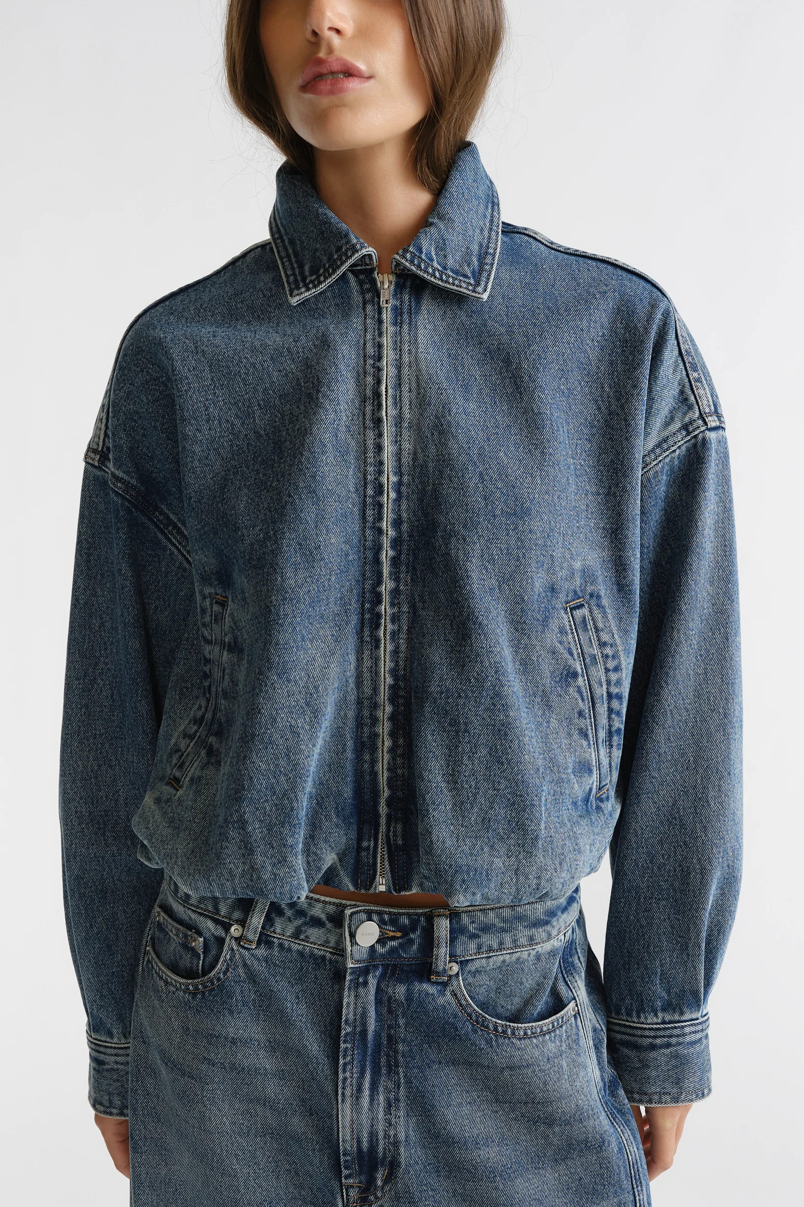D-Luxe Denim Bomber Jacket - Urban Blue | DECJUBA