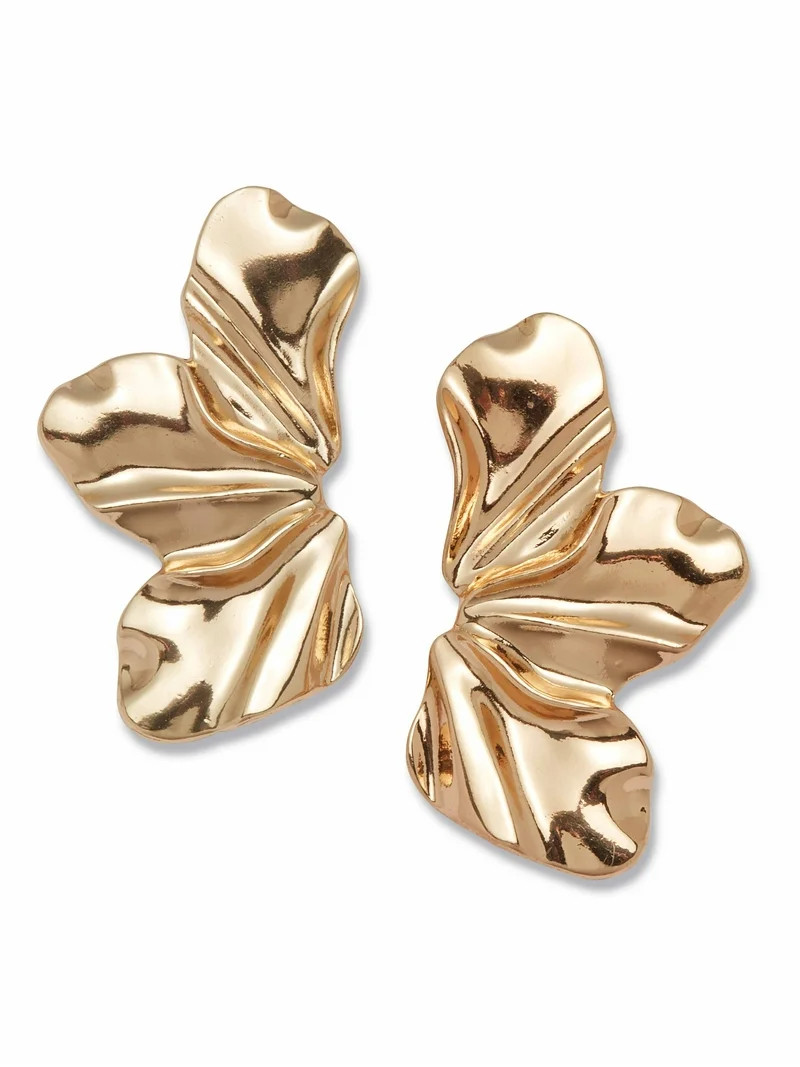 PalmBeach Jewelry Goldtone Sculptural Floral Drop Earrings, 50x26mm | Walmart (US)