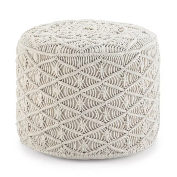 Emile Round Macrame Pouf Natural - Wyndenhall | Target