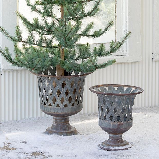 Woven Metal Rustic Urn Set of 2 | Antique Farm House