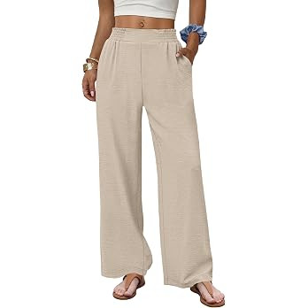 Sampeel Wide Leg Palazzo Pants for Women with Pockets 2026 Summer Vacation | Fitted, Lightweight ... | Amazon (US)