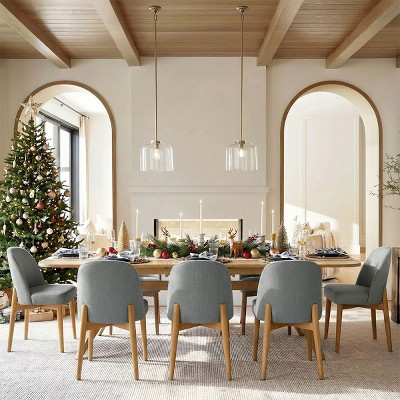 9-Piece Dining Set for 8, Extendable Trestle Base Table with Upholstered Chairs Featuring Solid Wood Legs-Panipeachy | Target
