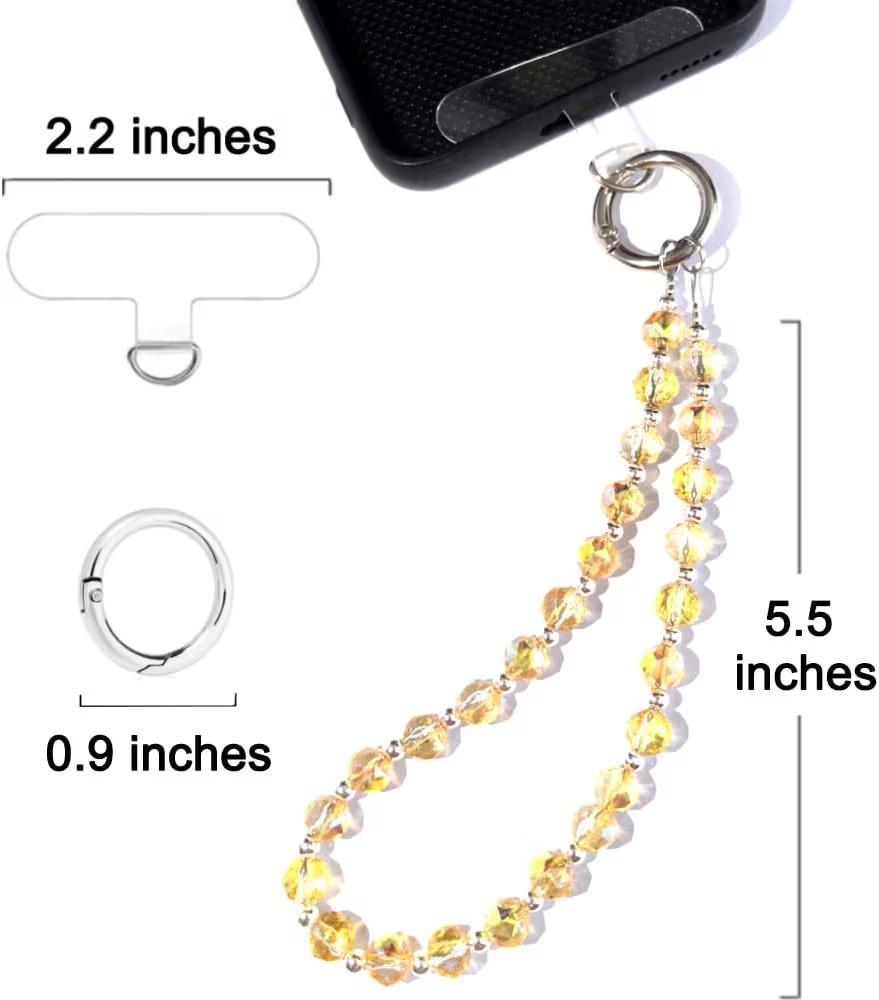 Acofect Crystal Beaded Phone Wrist Strap Charm Chain Wristlet Cellphone Lanyard Bracelet Keychain... | Amazon (US)