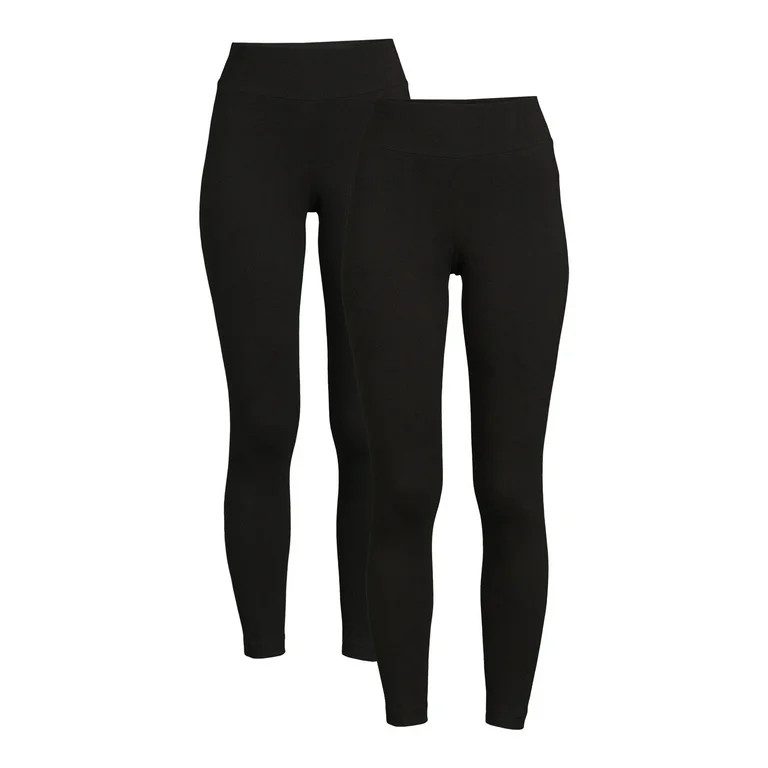 Time and Tru Women's High Rise Knit Leggings, 27" Inseam, 2-Pack, Sizes XS-XXL - Walmart.com | Walmart (US)