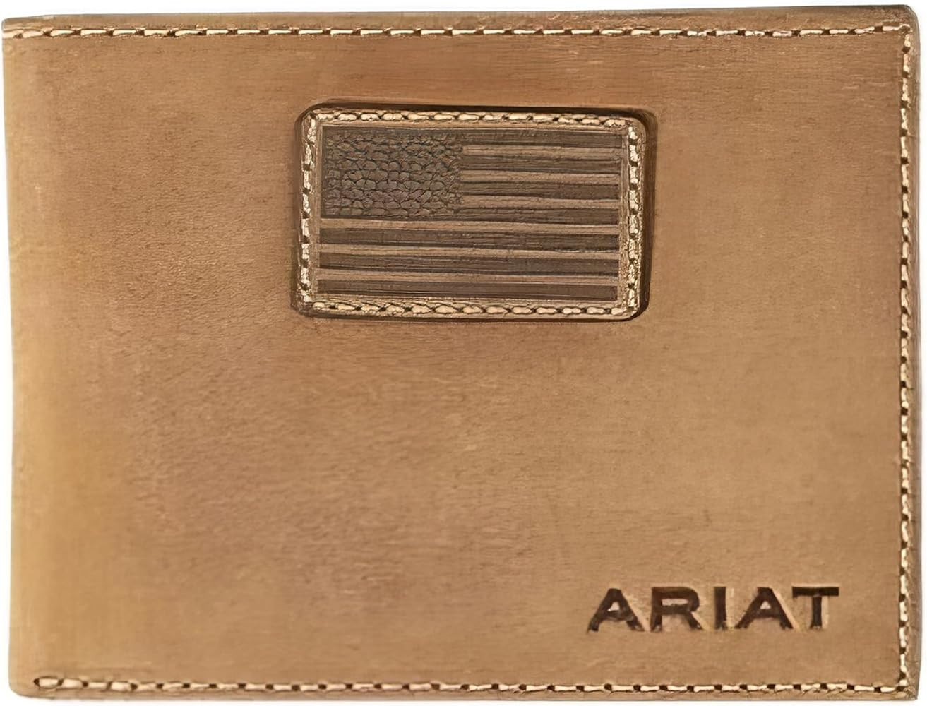 ARIAT Men's Genuine Leather Bifold Wallet, USA Flag Patch, Medium Brown, 3-1/2" x 4-1/4" | Amazon (US)