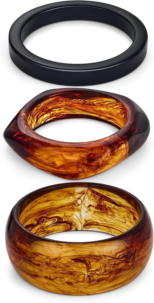 LILIE&WHITE 3 PCS Acrylic Resin Bracelet For Women Trendy Chunky Bangle Bracelets Fashion Colorfu... | Amazon (US)