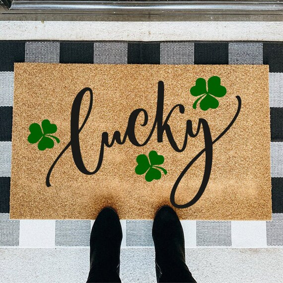 Lucky Shamrock Welcome Mat  Lucky Clover Doormat  St. | Etsy | Etsy (US)