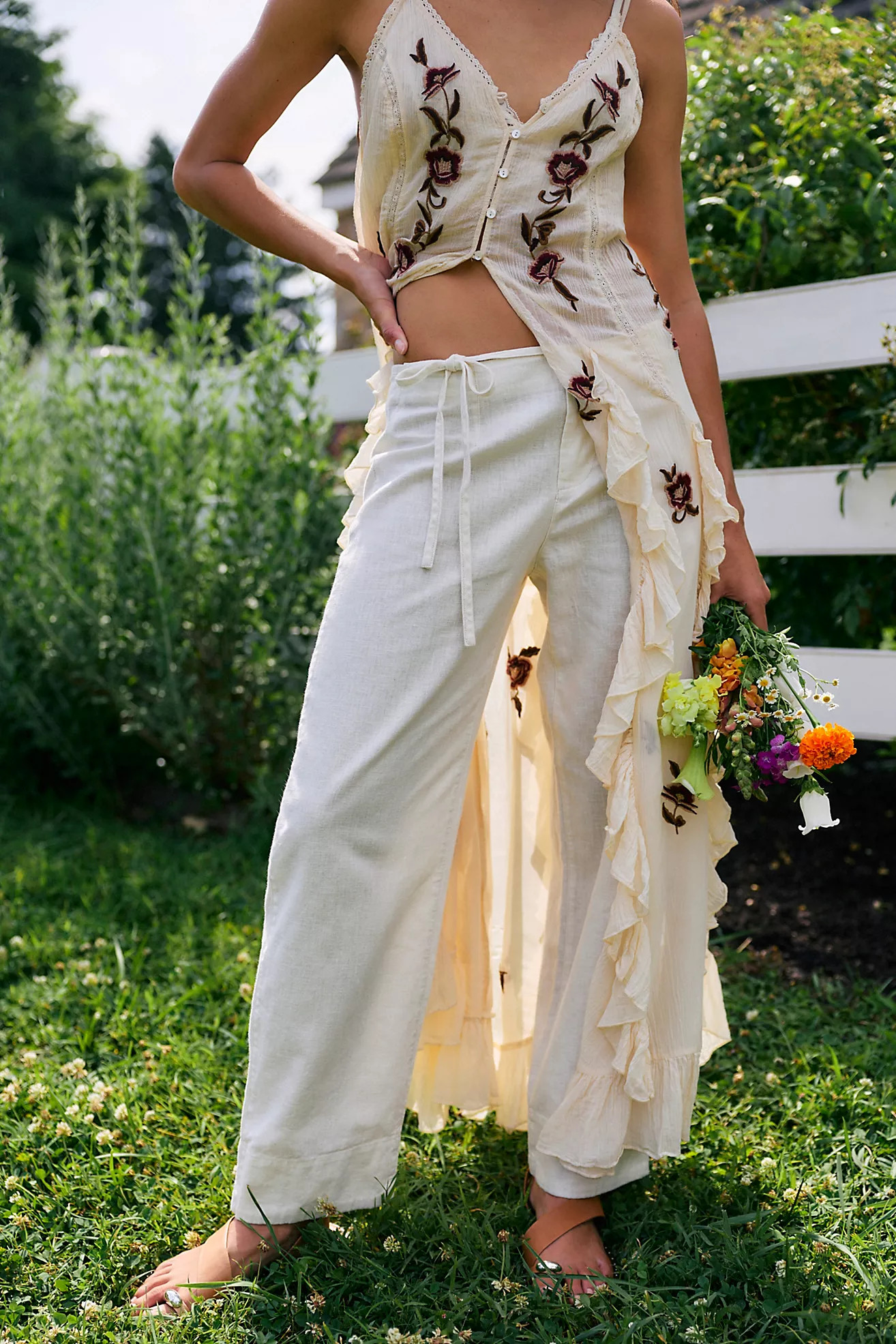 Amelia Side-Tie Linen Pants | Free People (Global - UK&FR Excluded)