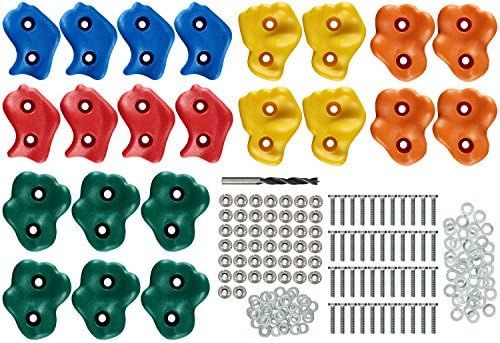 22 Assorted Deluxe Rock Climbing Holds for Kids - Outdoor Climbing Stones Kit with 44 Swing Safe ... | Amazon (US)