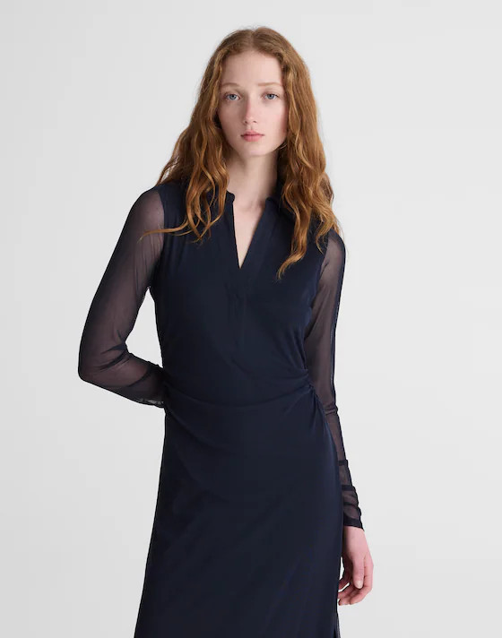 Long-Sleeve Polo Midi Dress | Madewell