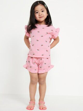 Short-Sleeve Ruffled Top and Shorts Set for Toddler Girls | Old Navy (US)