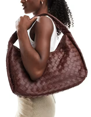 Glamorous oversized woven shoulder bag in dark brown | ASOS (Global)