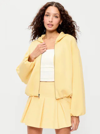 Bounce Fleece Bubble-Hem Hoodie Sweatshirt | Old Navy (US)