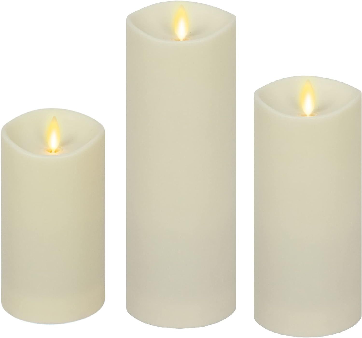 Luminara Bundle Set of 3 Outdoor LED Candle Waterproof IPX4 Moving Flame Pillar - Peral Ivory | Amazon (US)