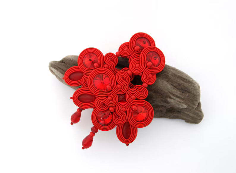 Red Chandelier Earrings, Red Crystal Dangle Earrings, Shiny Red Evening Earrings, Bohemian Dangle... | Etsy (US)