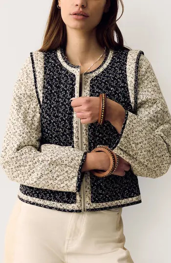 Mono Print Quilted Crop Jacket | Nordstrom