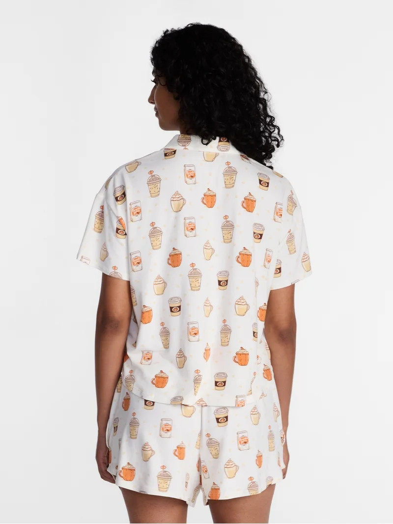 Halloween Women's Notched Top and Shorts Pajama Set from Way to Celebrate, 2-Piece, Sizes XS-3X | Walmart (US)