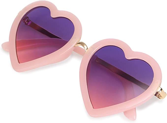 mibasies Kids Heart Shaped Sunglasses for Toddler Girls Age 3-10, UV 400 Protection | Amazon (US)