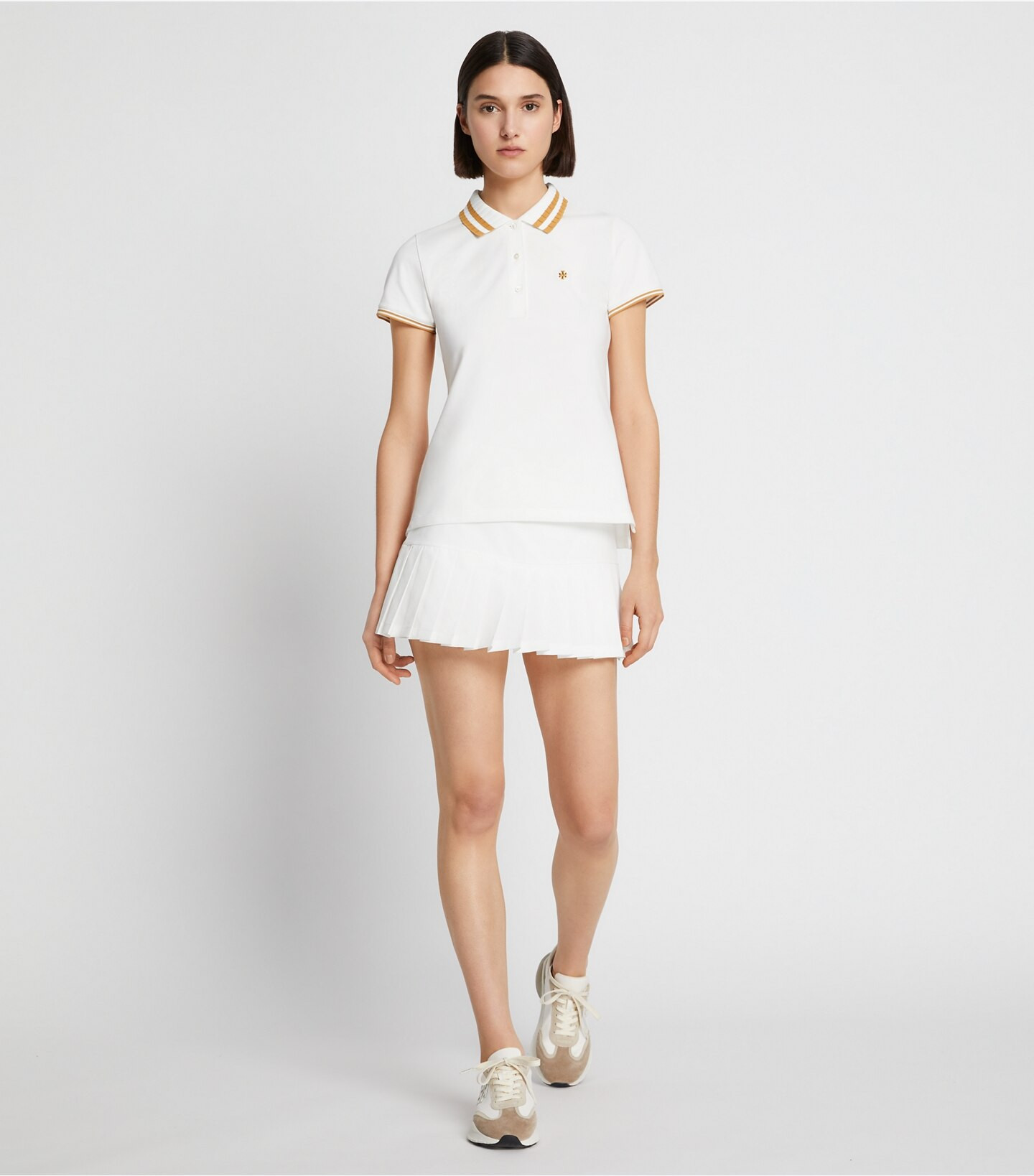 PERFORMANCE PIQUÉ PLEATED-COLLAR POLO | Tory Burch (US)