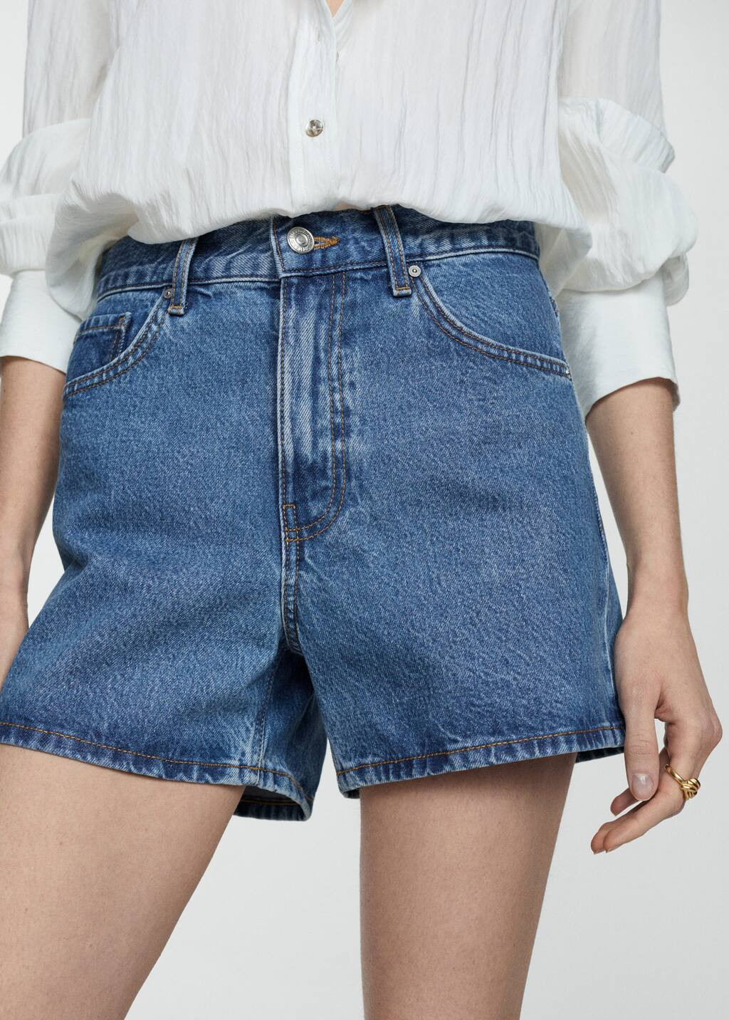 High-rise denim shorts -  Women | Mango USA | MANGO (US)
