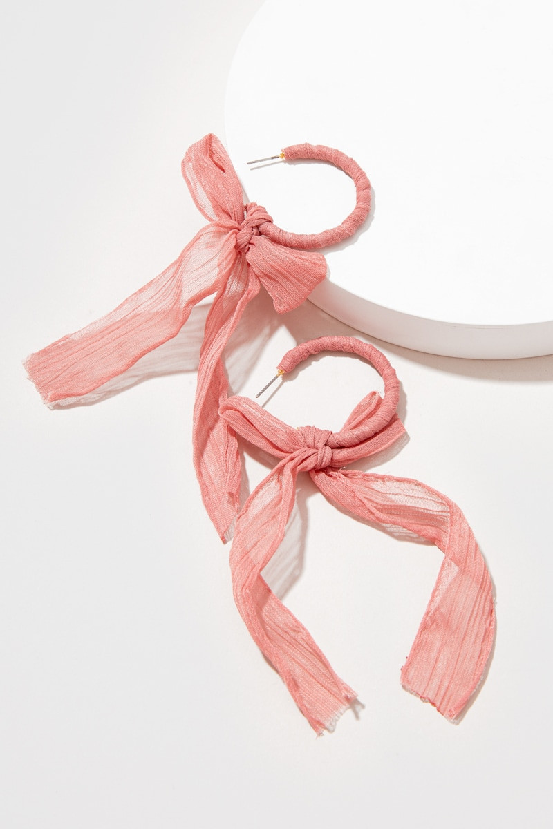 Allyson Organza Wrapped Bow Hoop Earrings | Francesca's
