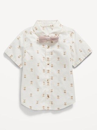 Short-Sleeve Printed Poplin Shirt & Bow-Tie Set for Toddler Boys | Old Navy (CA)