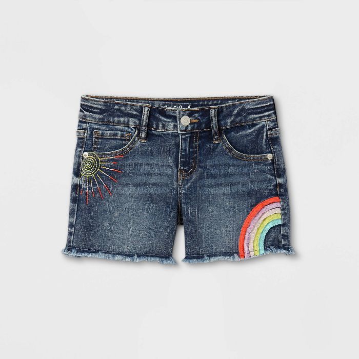 Girls' Rainbow Jean Shorts - Cat & Jack™ Dark Wash | Target