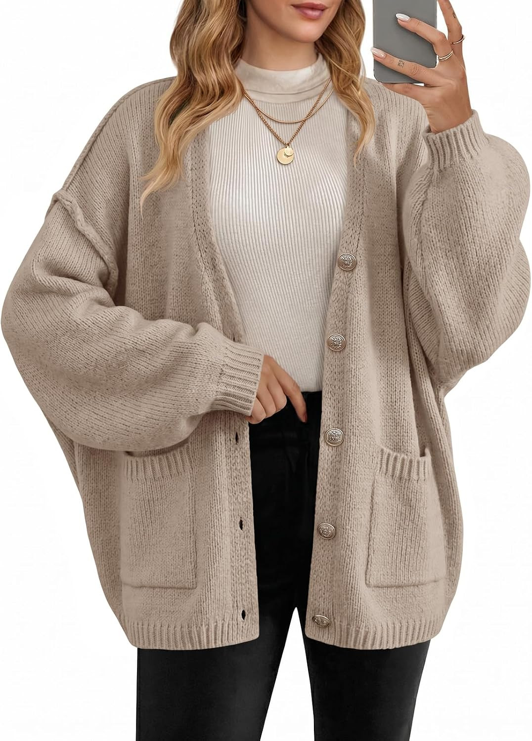 Saodimallsu Women Oversized Cardigan Sweaters Button Up Fall Chunky Sweater | Amazon (US)