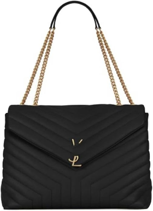 YS Women's Leather Large Capacity Chain One Shoulder Messenger Bag Versatile Classic Black Should... | Amazon (US)