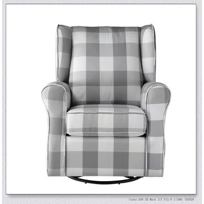 Grey and White Rolled Arm Swivel Chair with Glider | Wayfair North America