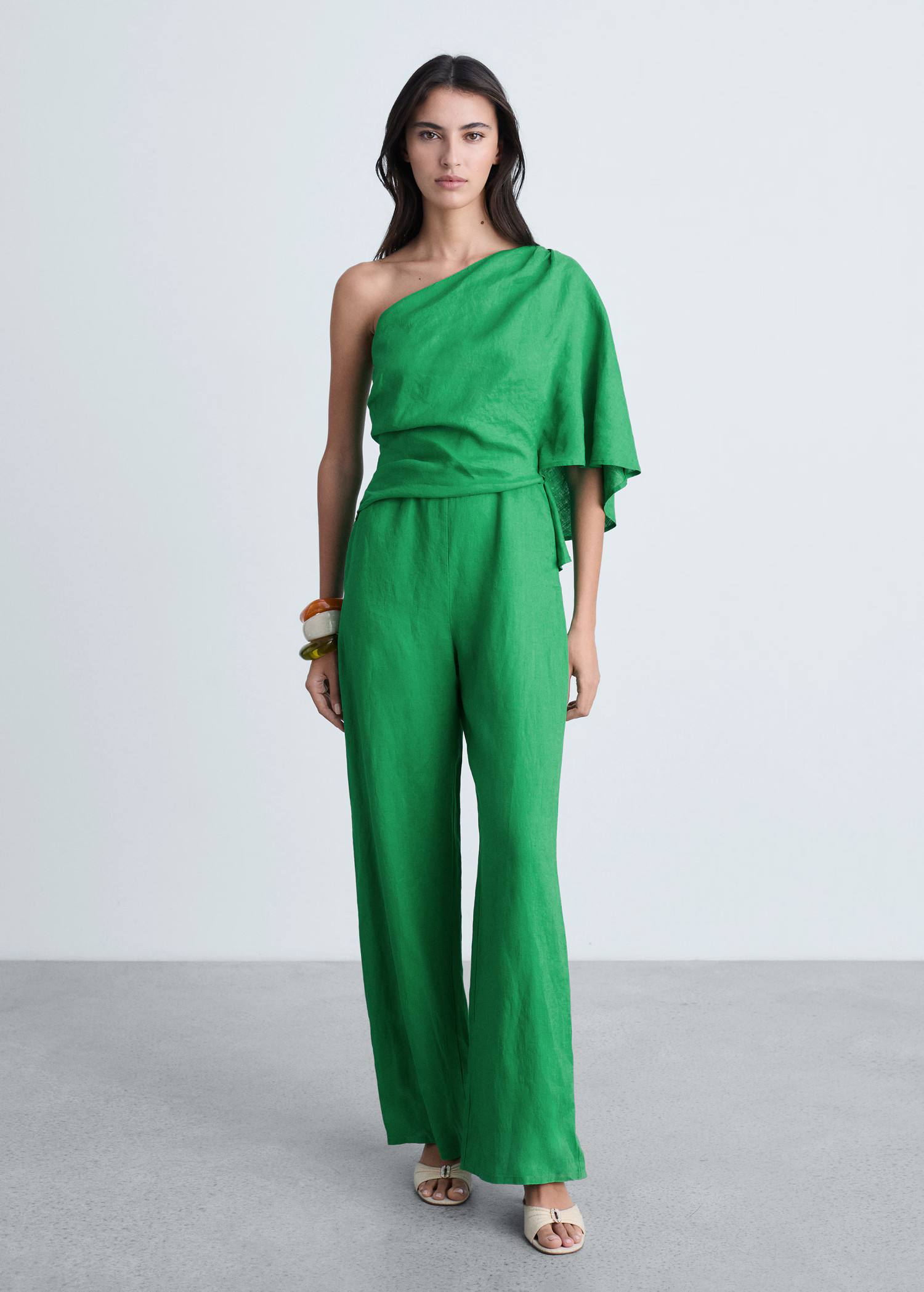 Asymmetrische linnen jumpsuit - Dames | MANGO Nederland | Mango EU