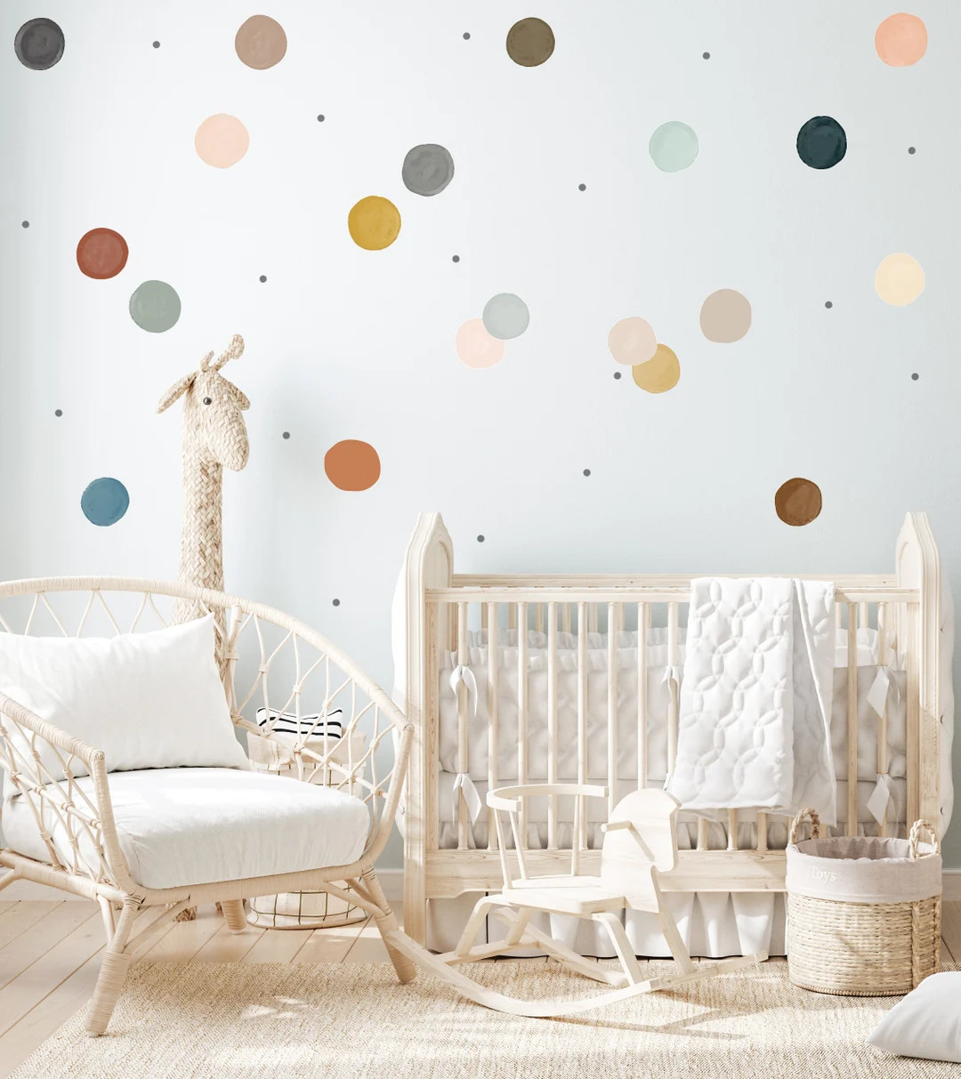 Earth Tones Polka Dot Nursery Wall Decals: Modern Kids Room Decor | Etsy (US)
