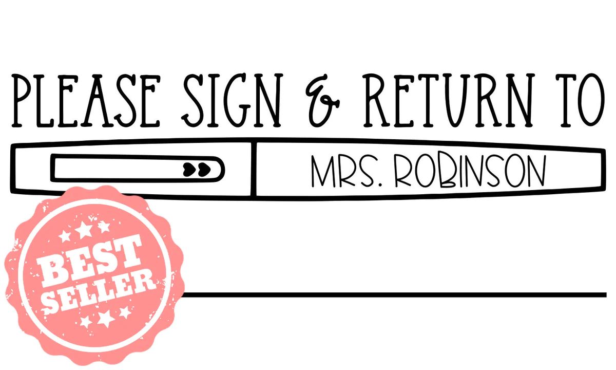 Sign & Return Flair Pen Teacher Stamp | Boutique Stamps & Gifts