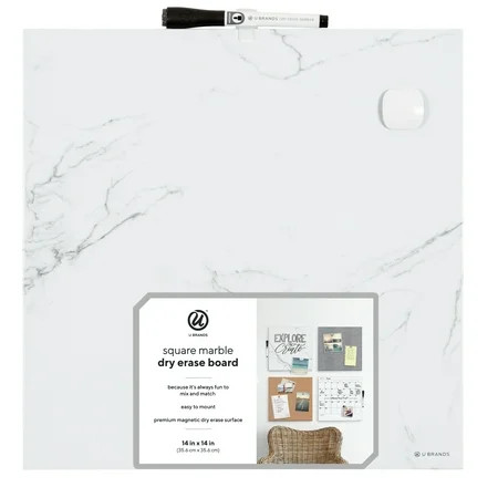 U BRANDS Square Magnetic Dry Erase Whiteboard 14 x 14 Gray and White Marble 257U | Walmart (US)