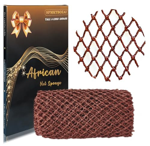 SPMKTBOZAI African Net Sponge Authentic, African Exfoliating Sponge Real African Net Black Owned, African Bath Sponge Back Scrubber, Body Exfoliator Shower Bath Accessories (Brown) | Amazon (US)