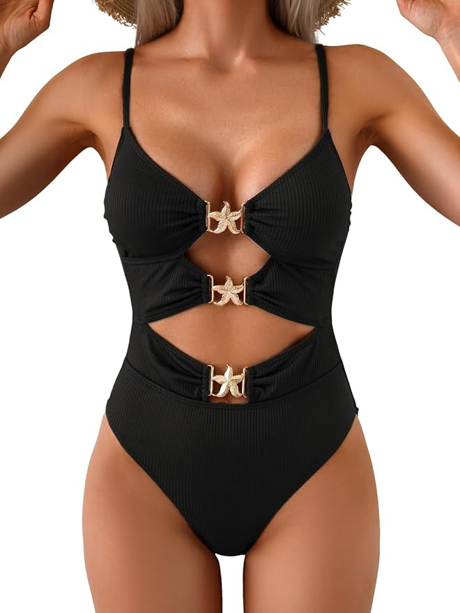 Eomenie Sexy One Piece Swimsuit for Women Cutout Monokini Bathing Suit Starfish Beach Resort Swim... | Amazon (US)
