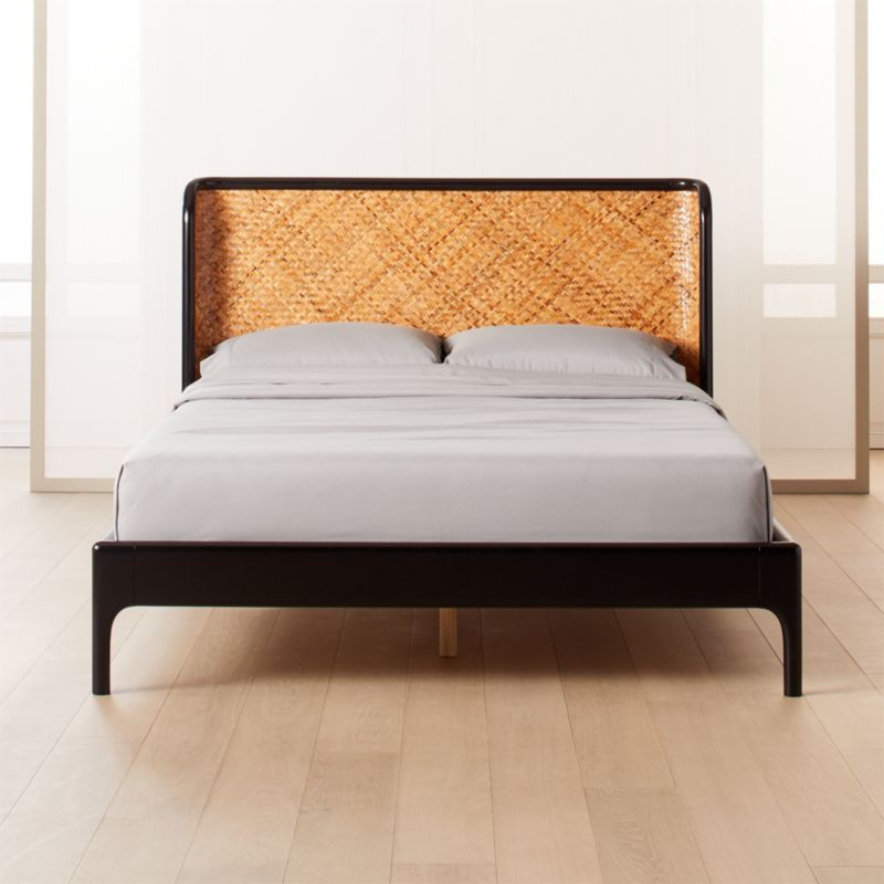 Miri Black and Rattan Queen Bed + Reviews | CB2 | CB2
