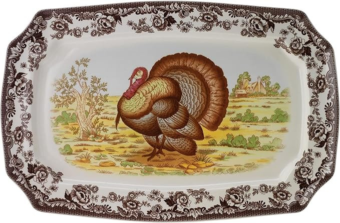 Spode Woodland 17.5" Rectangular Serving Platter, Turkey Motif - Fine Porcelain Thanksgiving Dinn... | Amazon (US)