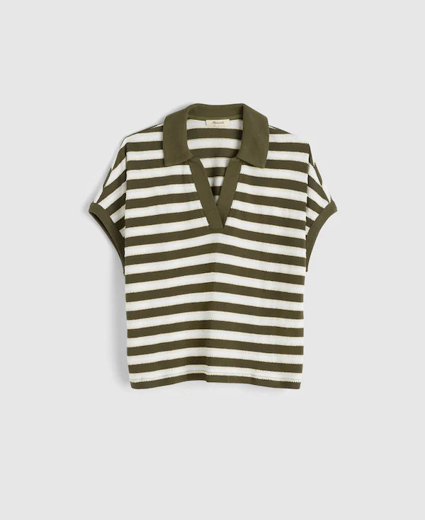 Relaxed V-Neck Polo Shirt in Stripe | Madewell