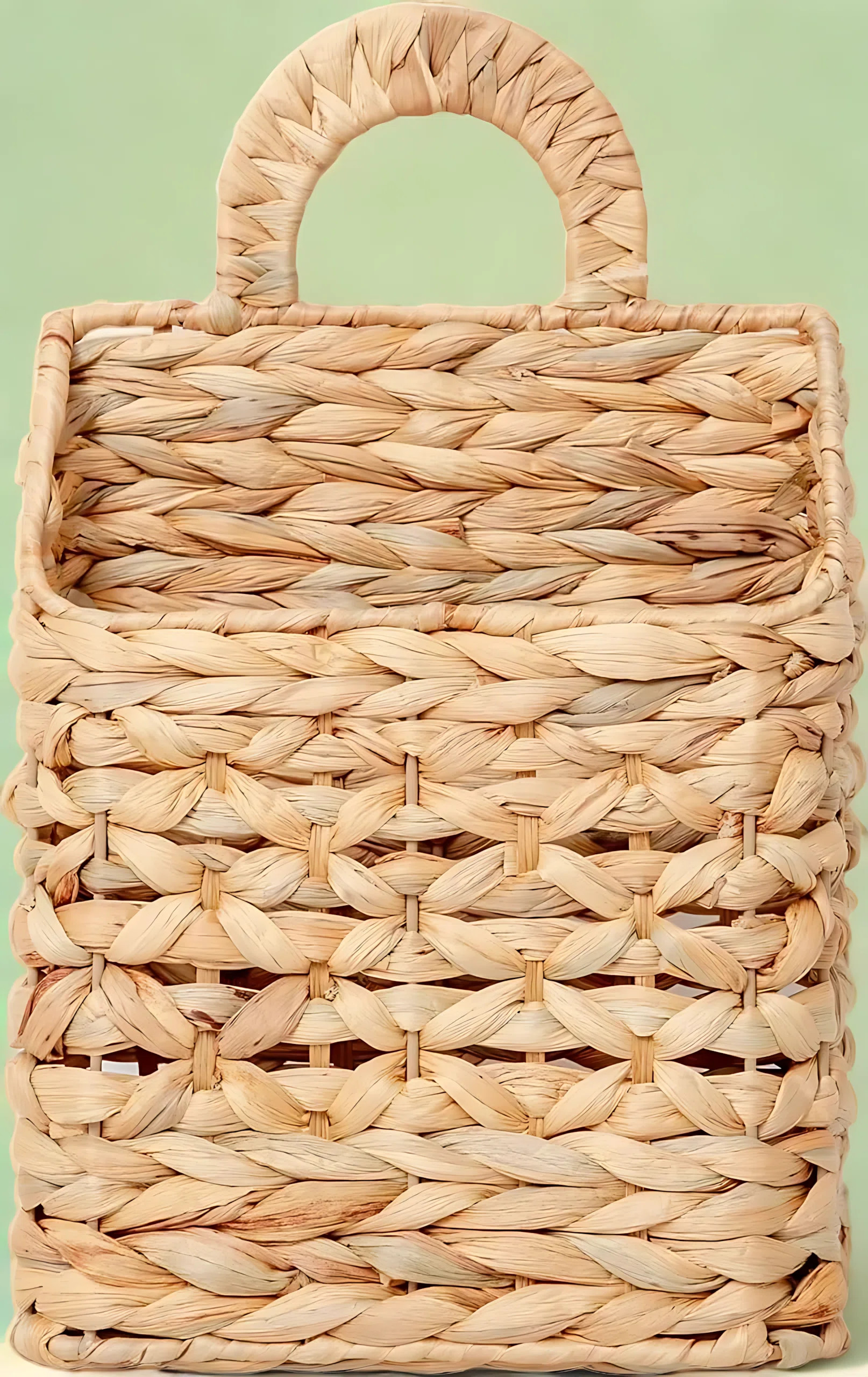Handwoven Water Hyacinth Hanging Basket With Metal Frame - Rustic Wall Decor Storage Organizer Fo... | Wayfair North America