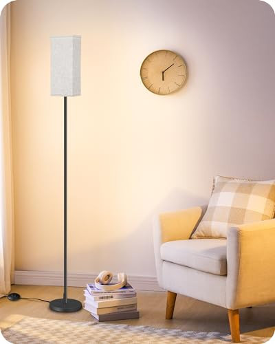 GOEBLESON 64.6" Floor Lamp, Pole with Foot Switch, Modern Standing Lamp Lampshade, Minimalist Freestanding Lamp (Bulb Not Included), for Living Room, Bedroom Office ETL Listed, Black and Beige E07LD05 | Amazon (US)